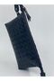 Women's Handbag Black Zippered Patterned Genuine Leather Cosmetic and Travel Bag - 2