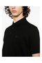 Men's Woven Fabric Brand Logo Black Polo Collar T-Shirt 3D1FF2 1JTKZ-0999 - 4