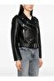 Women's Black Faux Leather Jacket - 2