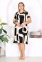 Women's Black Beige Asymmetrical Pattern Stretchy Viscose Basic Dress - 3