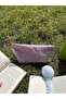 Purple Gingham Washable Zippered Single Compartment Cloth Pen Holder Pencil Case Wallet Makeup Bag - 6