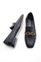 Women's Loafer Chain Accessory Moccasin Casual Shoe Alva black Croco - 6