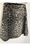 Women's Black Leopard Pattern Long Flared 65 cm Skirt - 2