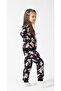 Girl's Black Printed Long Sleeve Top and Bottom Set - 2