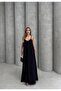 Aerobin Fabric Long Black Dress with Adjustable Straps - 3