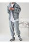 Hooded Oversize Sweatshirt and Black Tracksuit Bottom Top Set