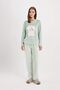 Women's Fall in Love Printed Crew Neck Long Sleeve Striped Welsoft Plush Pajamas Set C5443Ax24Au - 3