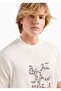 Men's Cotton Short Size Comfortable Cut Daily Ecru T-Shirt 3D1TG3 1JPZZ-01A2 - 3