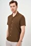 Men's Bitter Coffee Viscon Apache Collar Regular Fit Short Sleeve Shirt - 3