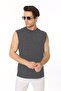 Men's Grimelange Crew Neck Tank Zero Sleeve Singlet Cotton T-Shirt - 4