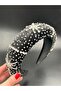 Handmade Black Velvet Zircon Stone Evening Dress Tiara – Thick Curved Women's Accessory |   Bym033 - 3