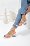Women's White Transparent Banded Heeled Slippers - 2
