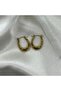 Gold Oval Serrated Steel Hoop Earrings - 6