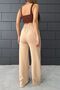 Women's Cream Two Thread Elastic Waist Pocket Detailed Wide Leg Sweatpants - 4