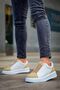 MÜNİH High-Sole and Elastic Men's Sneakers - Laceless, White/Beige - KBC - 4