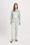 Women's Fall in Love Printed Crew Neck Long Sleeve Striped Welsoft Plush Pajamas Set C5443Ax24Au
