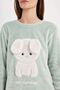 Women's Fall in Love Printed Crew Neck Long Sleeve Striped Welsoft Plush Pajamas Set C5443Ax24Au - 6
