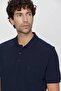 Men's Navy Blue Basic Plain 100% Cotton Oversize Wide Cut Short Sleeve Polo Neck T-Shirt - 4