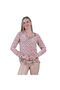 Red Floral Printed Lightly Draped 100% Pure Silk Back Gusseted Silk Women's Shirt on Beige - 2