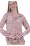 Red Floral Printed Lightly Draped 100% Pure Silk Back Gusseted Silk Women's Shirt on Beige