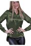 Khaki Lightly Draped Satin Woven Women's Shirt with Bellows Back