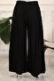 Women's Black Color Gathered Lycra Woven Trouser Skirt - 4