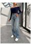 Blue Washed Wide-Leg Jeans