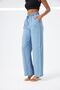 Denim Wide Leg Trousers with Elastic Waist and Laces - 2