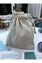 Soft Cream Eco-Friendly Cloth Linen Drawstring Organizer Pouch, Makeup Bag, Cloth Bag - 6