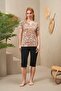 25178 Women's V-Neck Short Sleeve Floral Print Capri Suit - 3