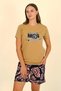 Women's Shorts Short Sleeve Combed Cotton Pajama Set Mustard 3622 - 4