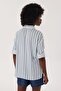 Mindy Women's 100% Cotton Woven Shirt White-Blue Striped - 4
