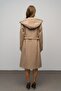 Hooded Brooch Detailed Cashmere Coat K. Kamel 3049 - 6
