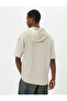 Hooded T-Shirt Short Sleeve Kangaroo Pocket Detail Off Shoulder - 4