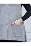 Women's Gray Round Neck Knitwear Buttoned Winter Wool Vest with Pockets - 4