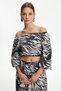 Men's Multi Color Zebra Patterned Low Shoulder Smart Blouse