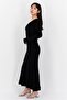 Women Ribbed Maxi Dress, Black - 3