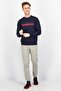 Men Crew Neckline Brand Logo Long Sleeves Sweatshirt, Blue and Red - 4