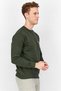 Men Crew Neck Long Sleeve Brand Logo Sweatshirts, Dark Green and Orange - 4