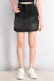 Women Belt Loops Five Pocket Denim Mini Skirt, Black