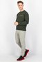 Men Crew Neck Long Sleeve Brand Logo Sweatshirts, Dark Green and Orange - 2