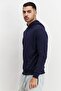 Men Brand Logo Long Sleeves Hoodie, Navy Blue - 4