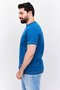 Men Crew Neck Short Sleeves Graphic Plain T-shirt, Light Blue - 2