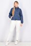 Women Hooded Long Sleeve Textured Rain Jacket, Navy - 4