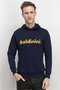 Men Hooded Brand Logo Long Sleeve Sweatshirt, Navy