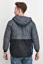 Men Brand Logo Bomber Jacket, Grey and Black - 3