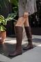 Brown Women's Stone Detailed Long Leather Women's Boots
