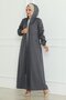 Coat with Zipper and Coat of Arms Gray 19217 - 3