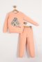 Daisy Motif Girls' Tracksuit Mnk0620 Somon