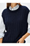 Oversize Sweater with Hair Knit Texture, Crew Neck, Sleeveless - 5